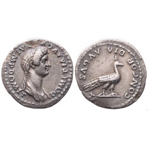 Domitia, Denarius struck under Domitian, Rome, c. 82; AR (3,38 g; 18,8 mm; 6 h)