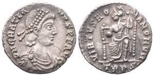 Gratián (367-383), Siliqua, Treveri, 378-383; AR (1,90 g; 16,8 mm; 6 h)