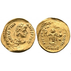 Justinian I (527-565), Tremissis, Constantinople; AV (1,44 g; 16,2 mm; 6 h)