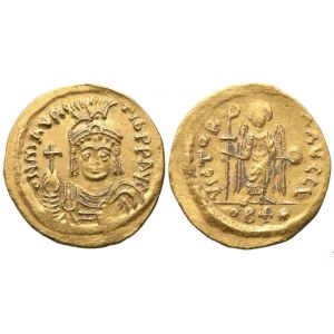 Maurice Tiberius (582-602), Solidus of 21 (?) Siliquae, Constantinople; AV (3,50 g; 19,5 mm; 6 h)