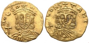 Lev III (717-741) s Konstantinem V., solidus, Syrakusy; AV (3,86 g; 16,8 mm; 5 h)