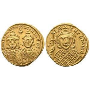 Constantine V (741-775) with Leo IV and Leo III, Solidus, Constantinople; AV (4,46 g; 19,5 mm; 6 h)
