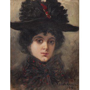 Józef Rapacki (1871 Warszawa - 1929 Olszanka k. Skierniewic), Portret kobiety w kapeluszu, 1903