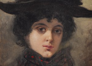 Józef Rapacki (1871 Warszawa - 1929 Olszanka k. Skierniewic), Portret kobiety w kapeluszu, 1903