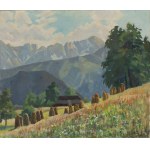 Franciszek Wójcik (1903 Wojciechowo - 1984 Zakopane), Mountain landscape with hay sheaves