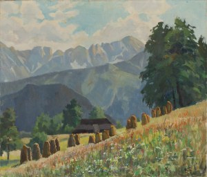 Franciszek Wójcik (1903 Wojciechowo - 1984 Zakopane), Pejzaż górski ze snopkami siana