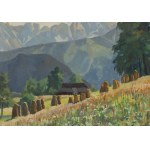 Franciszek Wójcik (1903 Wojciechowo - 1984 Zakopane), Mountain landscape with hay sheaves