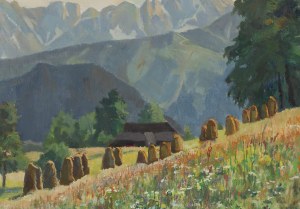 Franciszek Wójcik (1903 Wojciechowo - 1984 Zakopane), Pejzaż górski ze snopkami siana