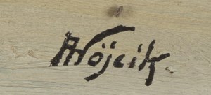 Franciszek Wójcik (1903 Wojciechowo - 1984 Zakopane), Zimowy krajobraz górski z chatami