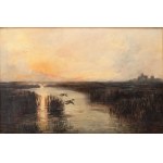Marceli Harasimowicz (1859 Warsaw - 1935 Lviv), Sunset in Polesie, 1894