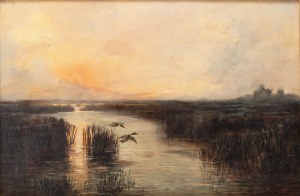 Marceli Harasimowicz (1859 Warszawa - 1935 Lwów), Zachód słońca na Polesiu, 1894