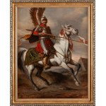 Feliks Sypniewski (1830 Warsaw - 1903 Warsaw), Hussar on a gray horse, 1881