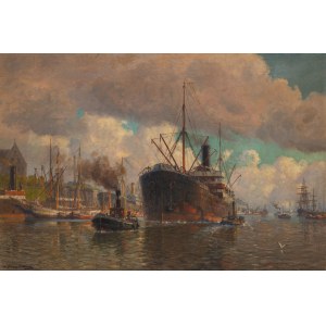 Eduard Krause-Wichmann (1864 Poelitz - 1927 Dresden), Okręt wpływający do portu
