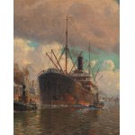 Eduard Krause-Wichmann (1864 Poelitz - 1927 Dresden), Okręt wpływający do portu