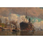 Eduard Krause-Wichmann (1864 Poelitz - 1927 Dresden), Okręt wpływający do portu