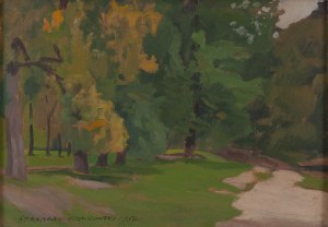 Stanisław Czajkowski (1878 Warszawa - 1954 Sandomierz), Widok na park, 1950