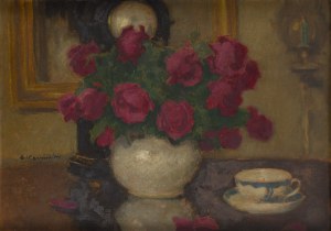 Alfons Karpiński (1875 Rozwadów k. Tarnobrzegu - 1961 Kraków), Martwa natura z porcelaną