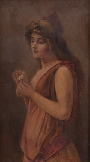 Autor nierozpoznany (XIX/XX w.), Portret kobiety z kwiatkiem