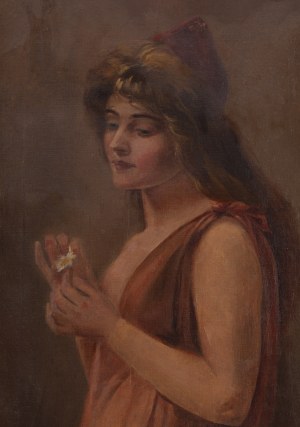 Autor nierozpoznany (XIX/XX w.), Portret kobiety z kwiatkiem