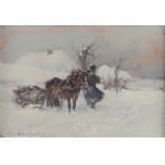 Czesław Wasilewski (1875 Warsaw - 1947 Łódź), Winter Landscape with Sledge