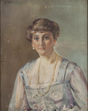 Emilia Knausówna (1883 Kraków - 1924), Portrait of a woman with pearl earrings, 1919
