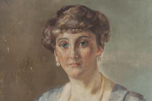 Emilia Knausówna (1883 Kraków - 1924), Portrait of a woman with pearl earrings, 1919