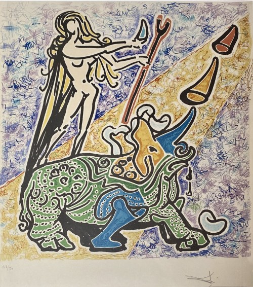 Salvador DALI (1904-1989), La Vierge et le rhinocéros, (Dziewica i nosorożec) z cyklu Les Vitraux (Witraże),1974