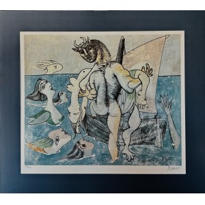 Pablo Picasso (1882-1973), Minotaur niosący nagą kobietę i Syreny, (1937)