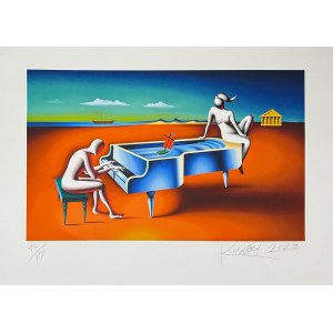 Mark Kostabi (ur. 1960), Blown away (Zdmuchnięty), 2023