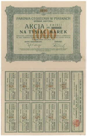 Dampfziegelei in Piaski, Em.1, 1.000 mkp 1923