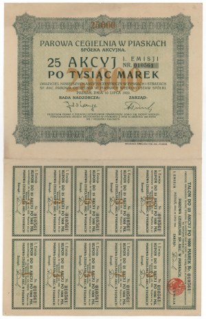 Dampfziegelei in Piaski, Em.1, 25x 1.000 mkp 1923