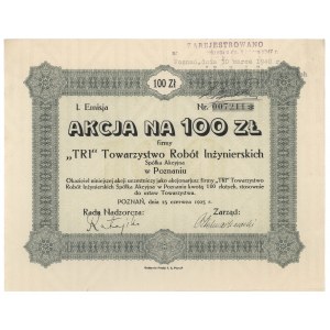 TRI Tow. Robót Inżynierskich, Em.1, 100 zł 1925