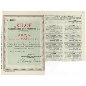 Przedsiębiorstwo Robót Publicznych KILOF, 500 mkp 1922