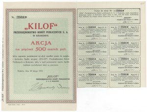 KILOF Public Works Company, 500 mkp 1922
