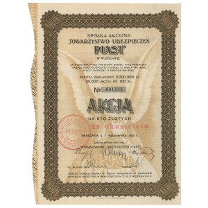 Towarzystwo Ubezpieczeń PIAST, 100 zł 1929