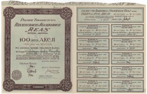 Polish Reinsurance and Coinsurance Society REAS, 100x 10,000 mk 1923 - for the MILLION mark