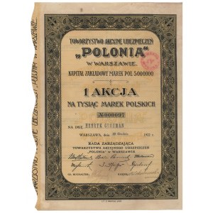 POLONIA Versicherungsgesellschaft, 1.000 mkp 1922