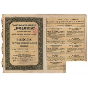 POLONIA Versicherungsgesellschaft, 1.000 mkp 1922
