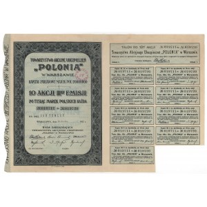 POLONIA Compagnie d'assurance, Em.3, 10x 1,000 mkp 1922