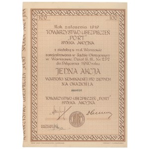 Towarzystwo Ubezpieczeń PORT, 100 zł 1932