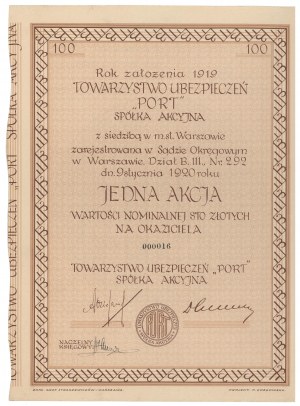 PORT Insurance Company, 100 zloty 1932