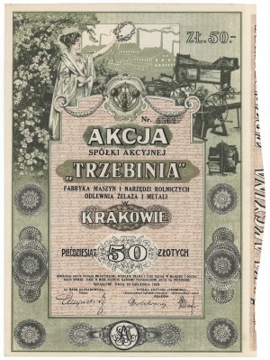 Usine de machines et d'outils agricoles Fonderie de fer et de métal TRZEBINIE, 50 zl 1924