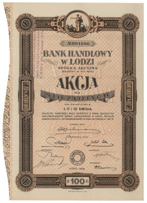 Handelsbank in Łódź, Em.1-3, 100 Zloty 1928 - RARE