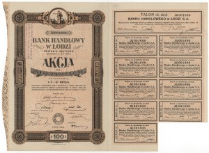 Handelsbank in Łódź, Em.1-3, 100 Zloty 1928 - RARE