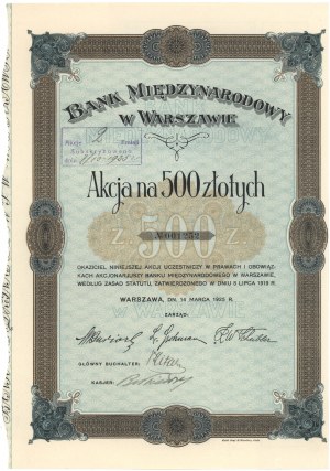 Internationale Bank von Warschau, Em.2, 500 Zloty 1925