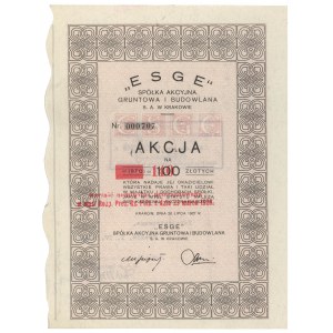 Spółka Akc. Gruntowa i Budowlana ESGE, 100 zł 1927