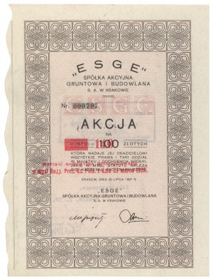 Grundstücks- und Baugesellschaft ESGE, 100 zl 1927