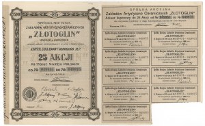 Spółka Akc. Zakładów Artystyczno-Ceramicznych ZŁOTOGLIN, 25x 1,000 mkp 1921