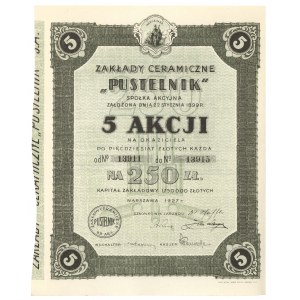 PUSTELNIK Ceramic Works, 5x 50 zl 1927