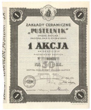 Zakłady Ceramiczne PUSTELNIK, 50 zl 1927